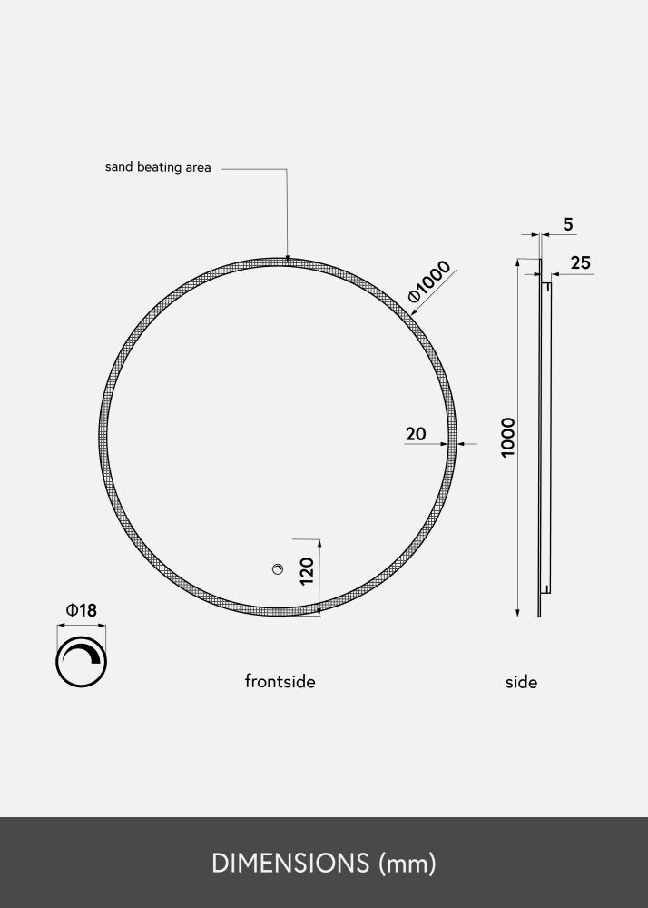 KAILA Tükör Frost LED 100 cm Ø