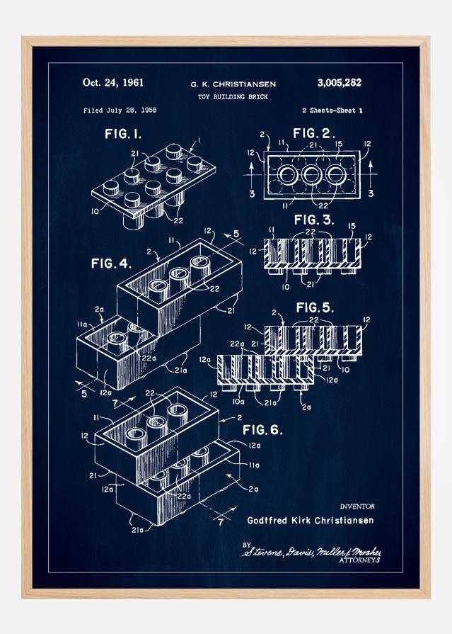 Patent Print - Lego Block I - Blue Poszter