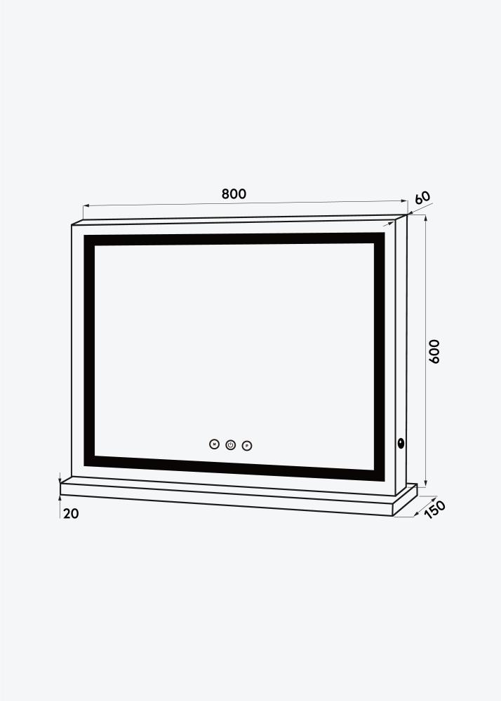 KAILA Sminktükör Base Horisontal LED Fehér 80x60 cm