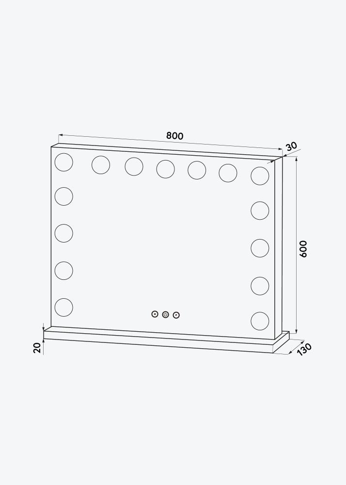 KAILA Sminktükör Vanity LED 15 Fehér 80x60 cm