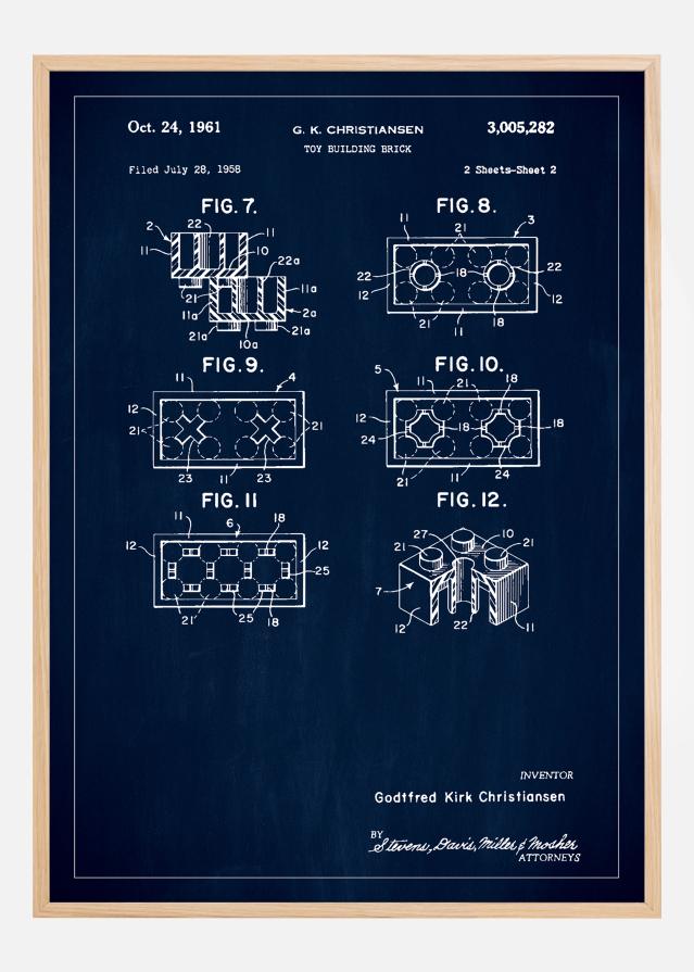 Patent Print - Lego Block II - Blue Poszter