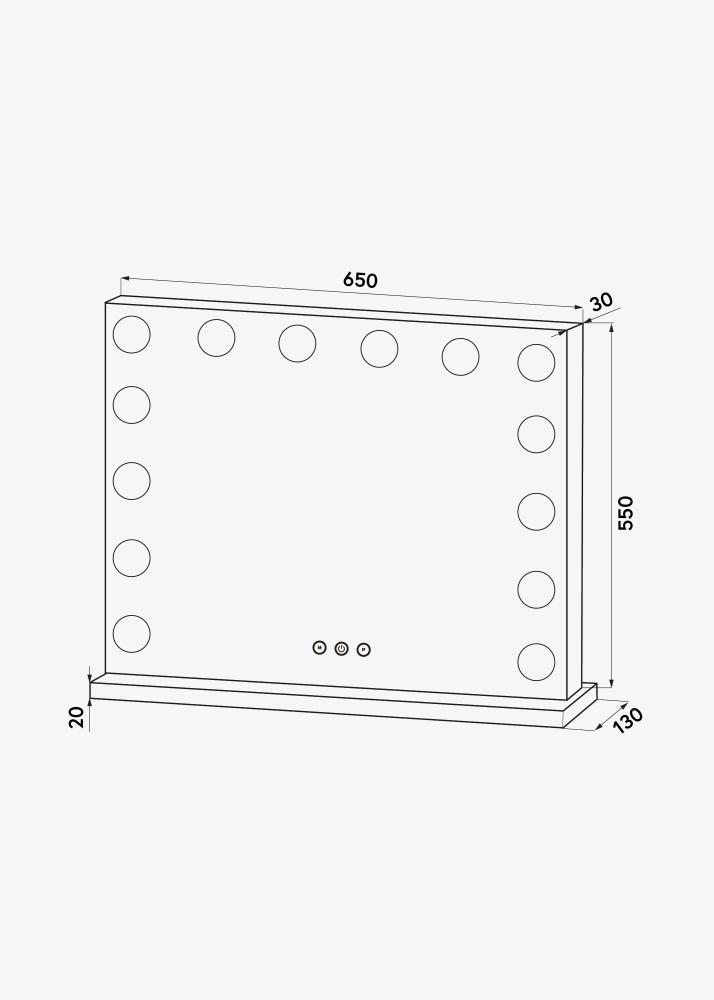 KAILA Sminktükör Base LED 14 Ezüst 65x56 cm