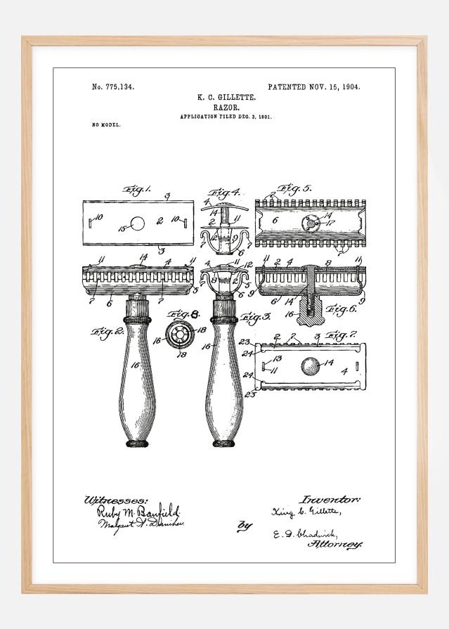 Szabadalmi rajz - Borotva - Fehér Poszter