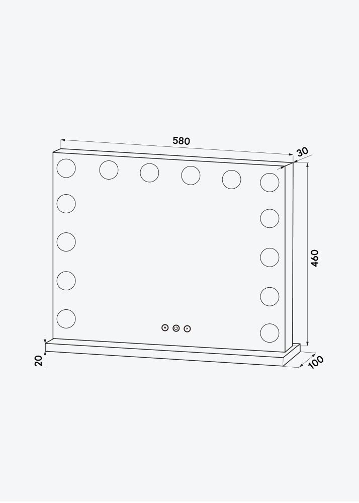 KAILA Sminktükör Base LED 14 Ezüst 56x46 cm