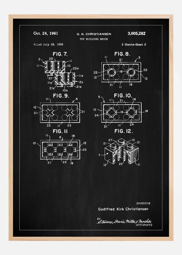 Patent Print - Lego Block II - Black Poszter