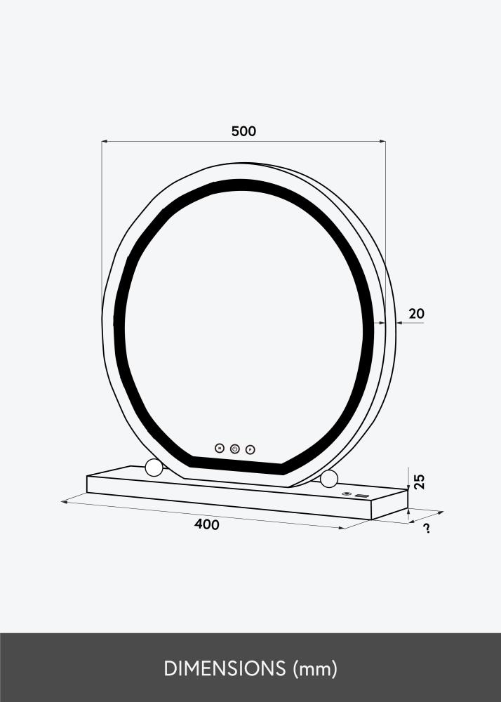 KAILA Sminktükör Round LED Fehér 50 cm Ø