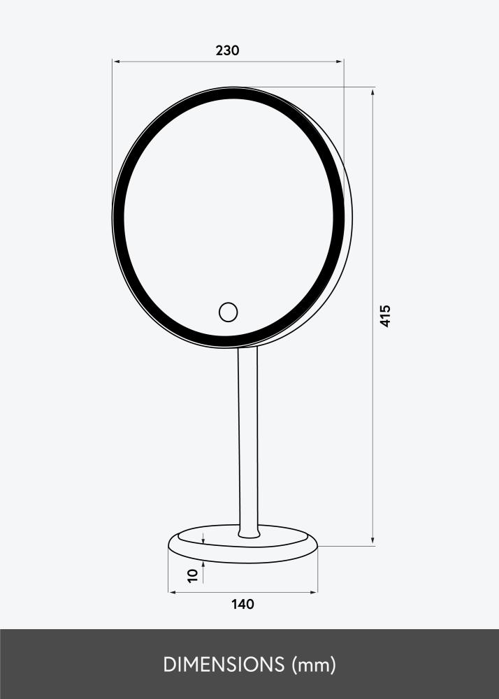 KAILA Sminktükör Pillar LED Magnifying 20 cm Ø