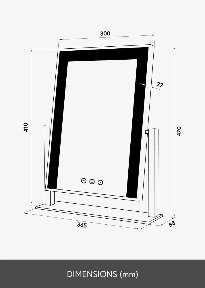 KAILA Sminktükör Stand LED Fehér 30x41 cm