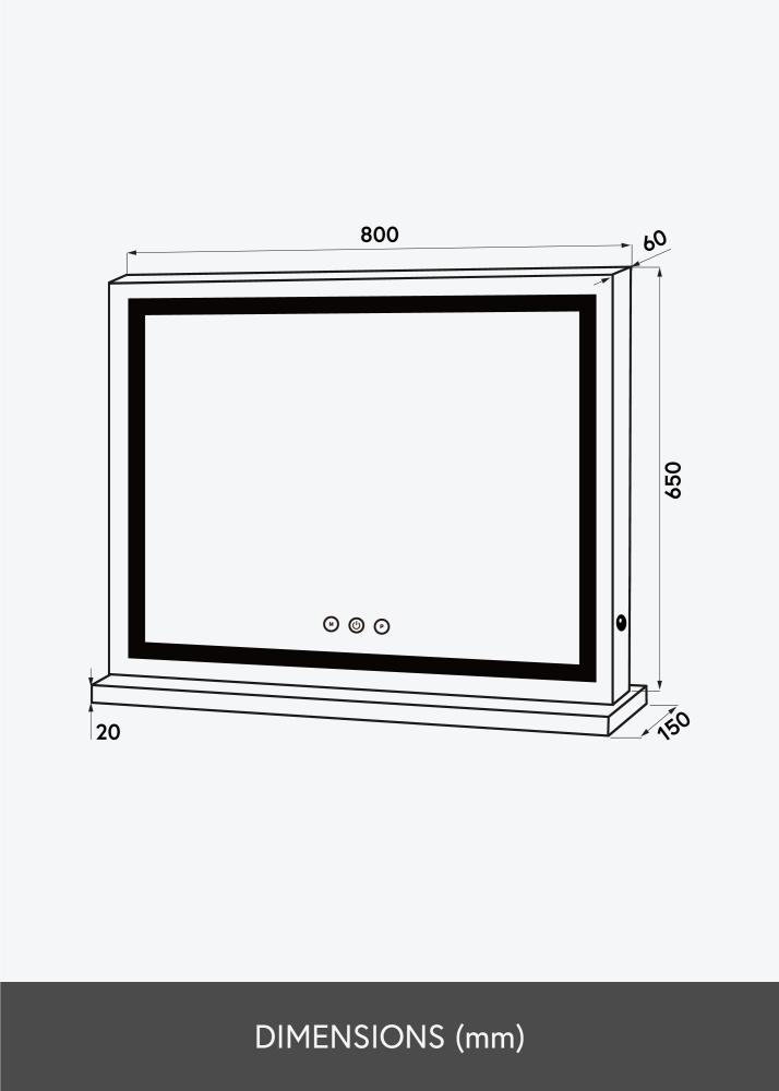 KAILA Sminktükör Vanity LED Fehér 80x65 cm