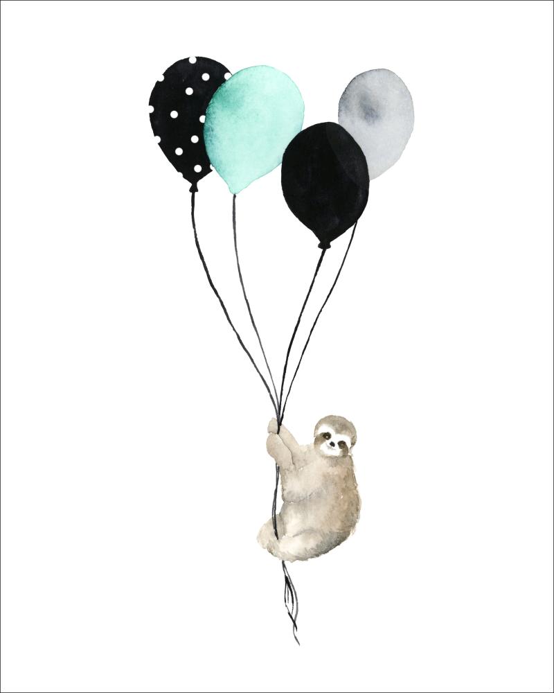 Sloth With Balloons Poszter