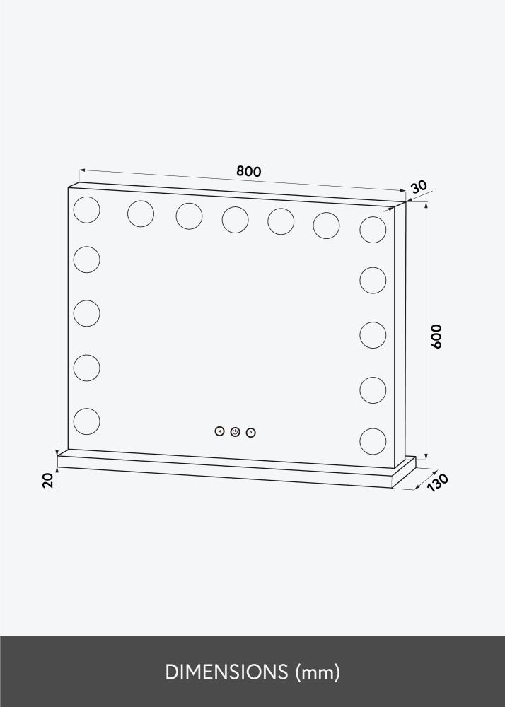 KAILA Sminktükör Vanity LED 15 Fehér 80x60 cm