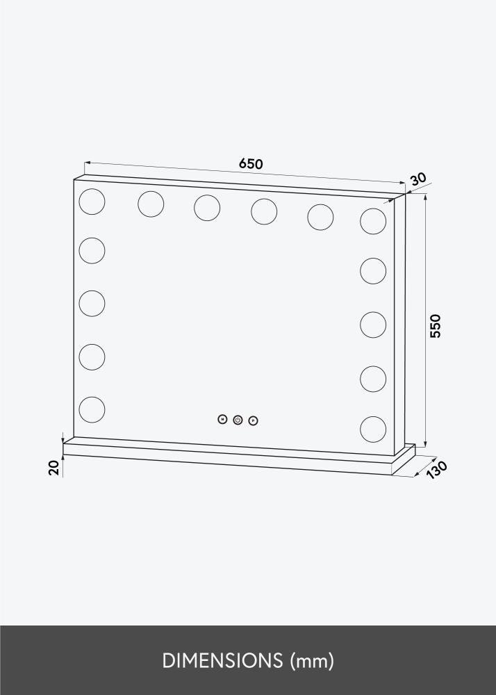 KAILA Sminktükör Base LED 14 Ezüst 65x56 cm