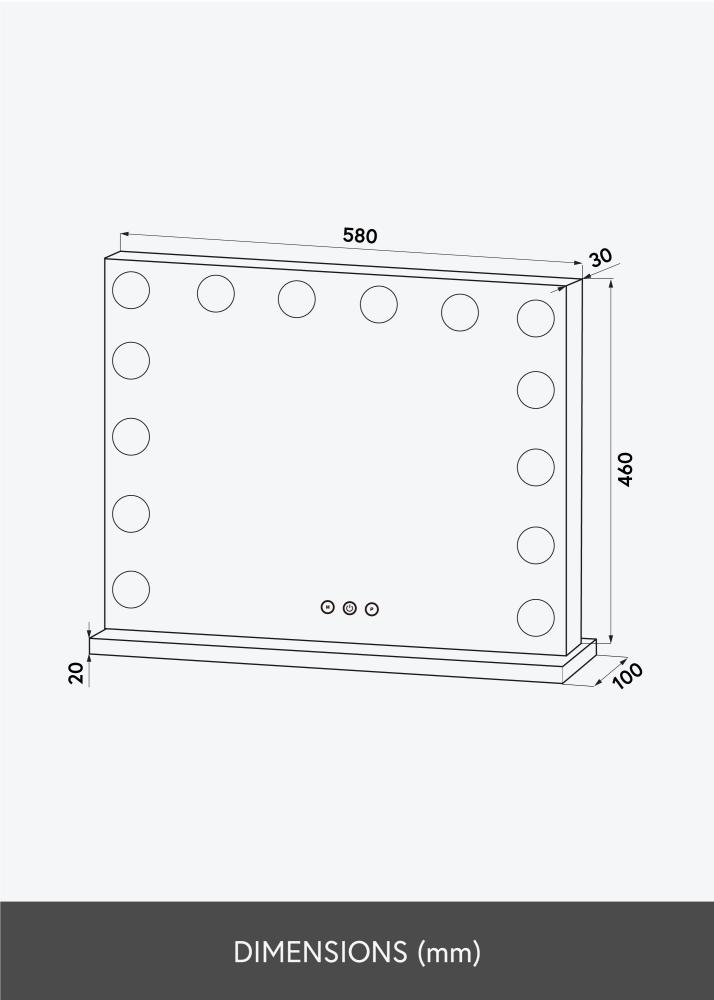 KAILA Sminktükör Base LED 14 Ezüst 56x46 cm