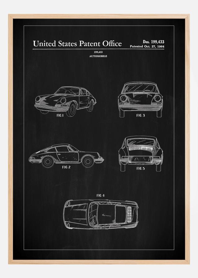 Patent Print - Porsche 911 Carrera - Black Poszter