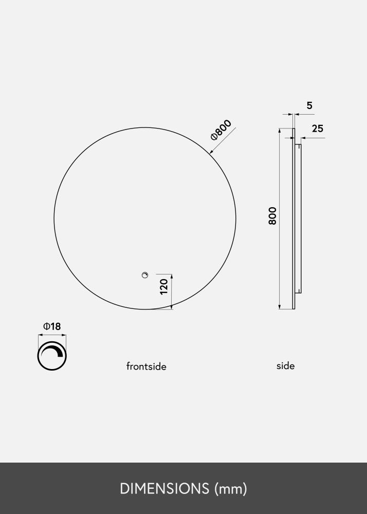 KAILA Tükör LED 80 cm Ø