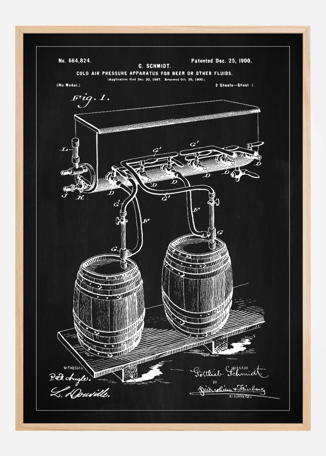 Patent Print - Beer Kegs - Black Poszter