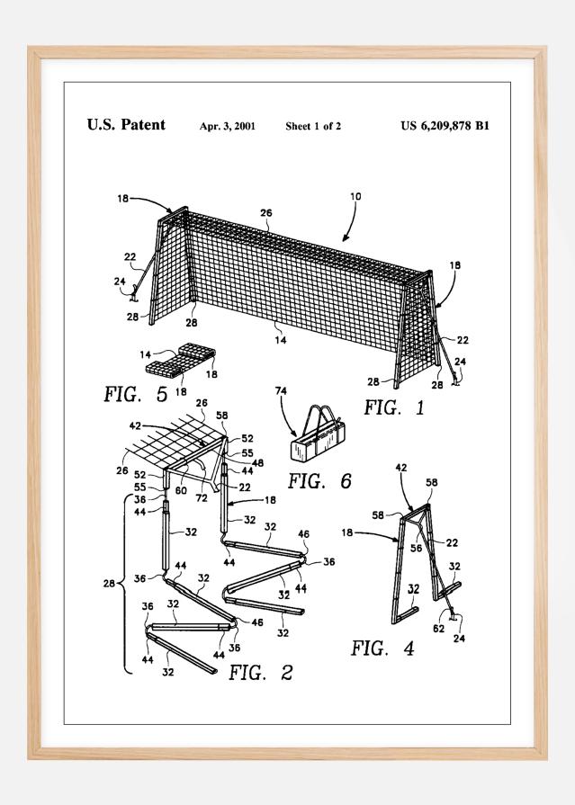 Patent Print - Soccer Goal - White Poszter