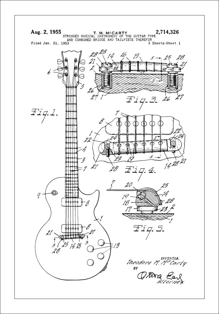 Szabadalmi rajz - Elektromos gitár ban Poszter