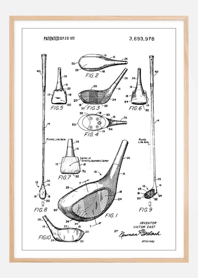 Patent Print - Golf Club - White Poszter