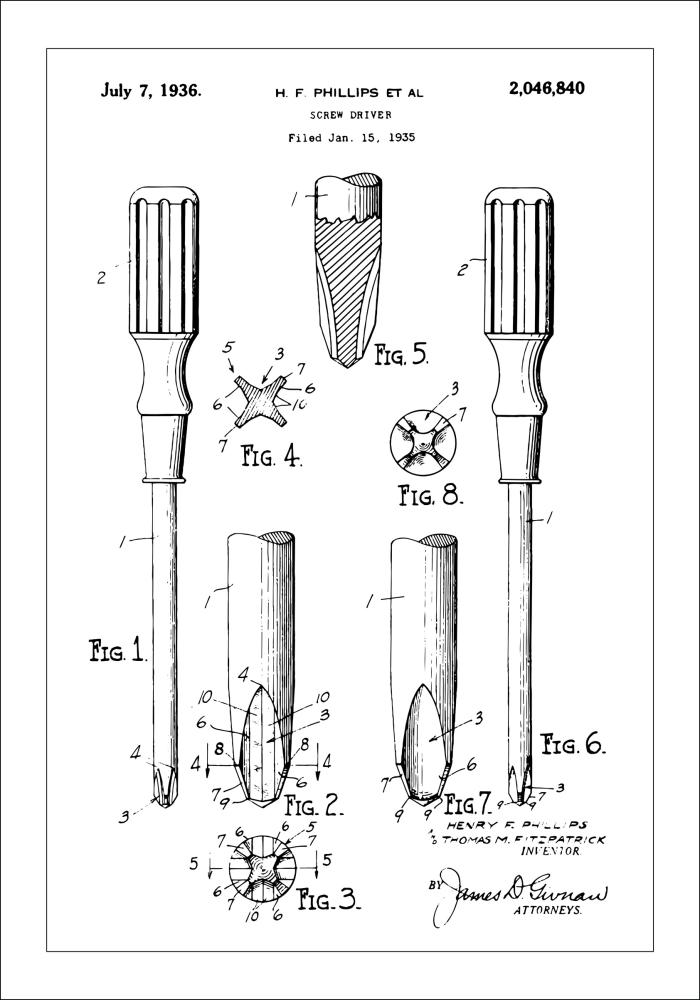 Szabadalmi rajz - Csavarhúzó Poszter