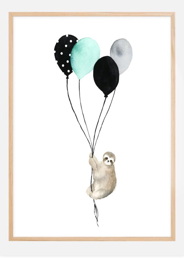 Sloth With Balloons Poszter