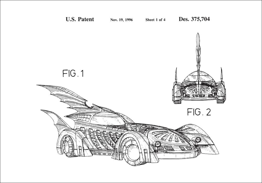 Szabadalmi rajz - Batman - Batmobile 1996 ban Poszter