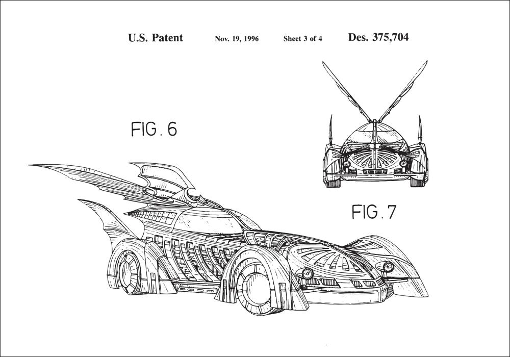 Szabadalmi rajz - Batman - Batmobile 1996 III Poszter