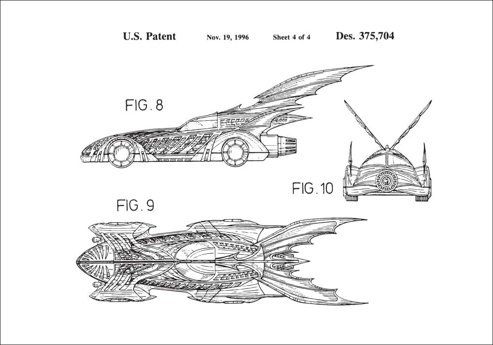 Szabadalmi rajz - Batman - Batmobile 1996 IIII Poszter