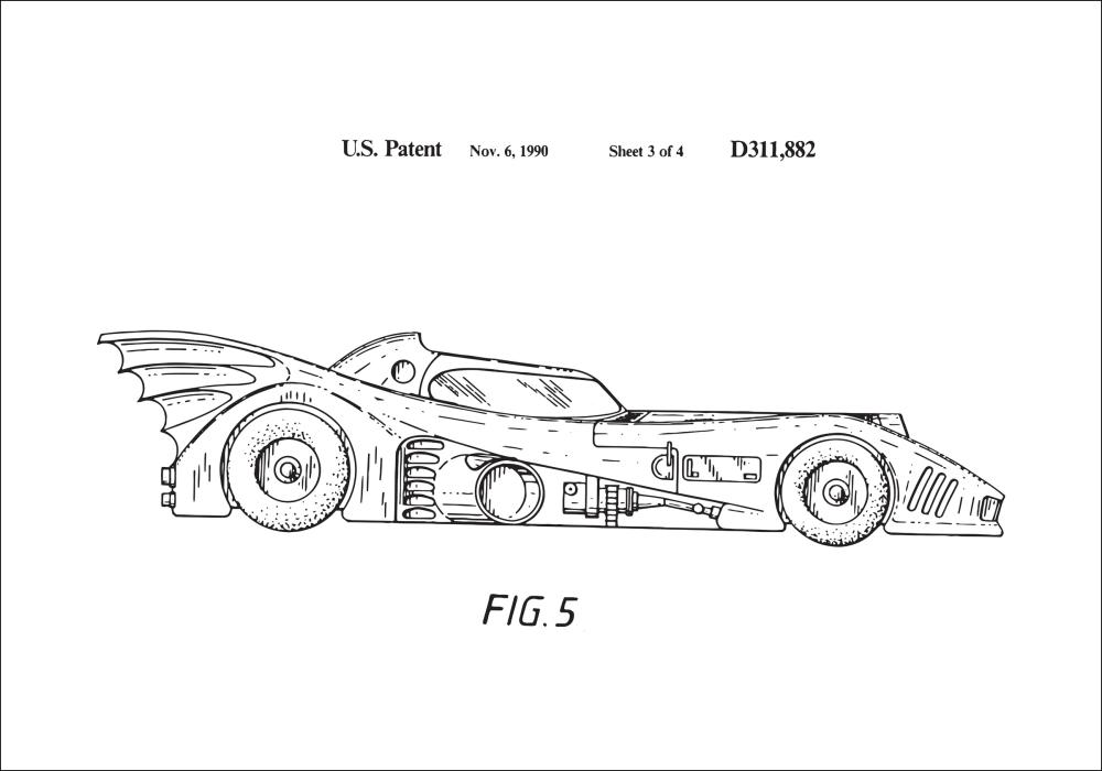 Szabadalmi rajz - Batman - Batmobile 1990 III Poszter