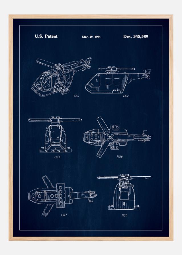 Patent Print - Lego Helicopter - Blue Poszter