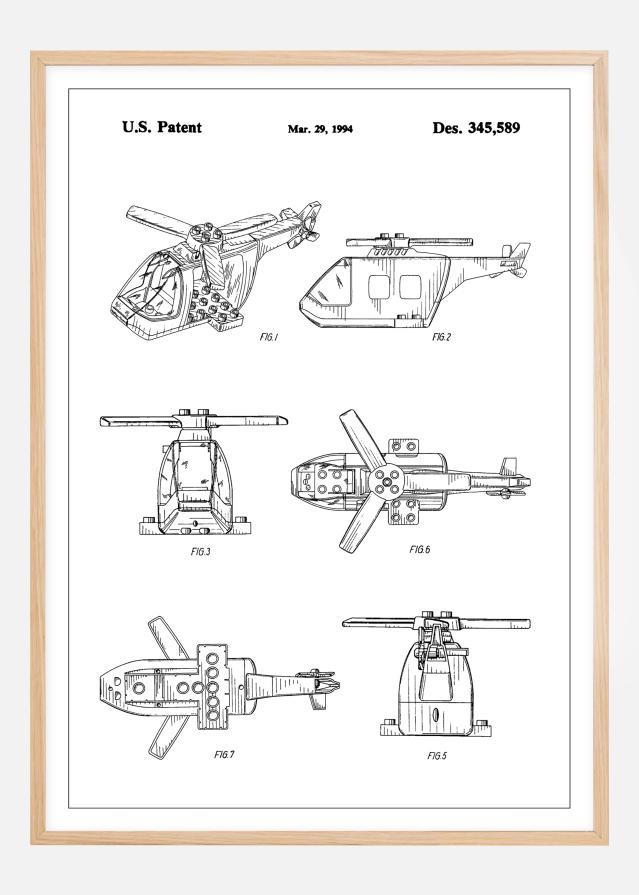 Patent Print - Lego Helicopter - White Poszter