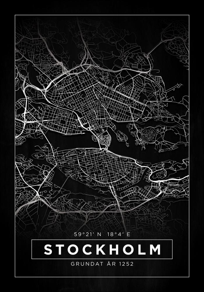 Térkép - Stockholm - Fekete Poszter