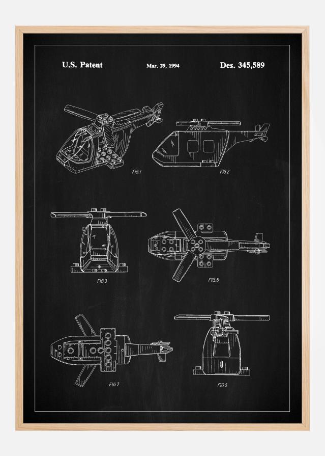 Patent Print - Lego Helicopter - Black Poszter