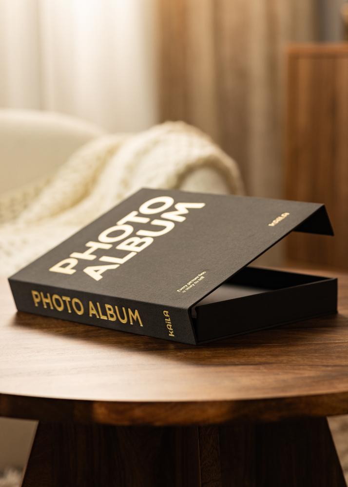 KAILA PHOTO Album Black - Coffee Table Photo Album (60 Feketék Oldalak)