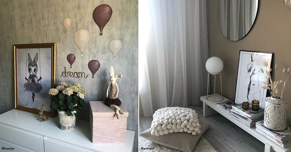 Arany képkeret a gyerekszobában – fekete képkeret a nappaliban