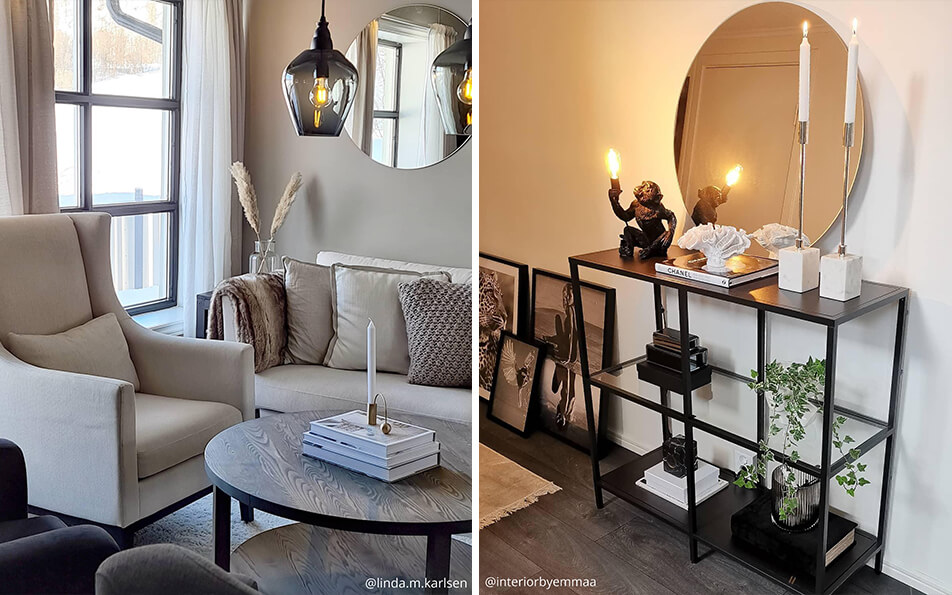 Kerek tükrök - szép lámpák