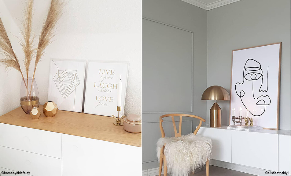 Világos berendezésű nappali világos képekkel