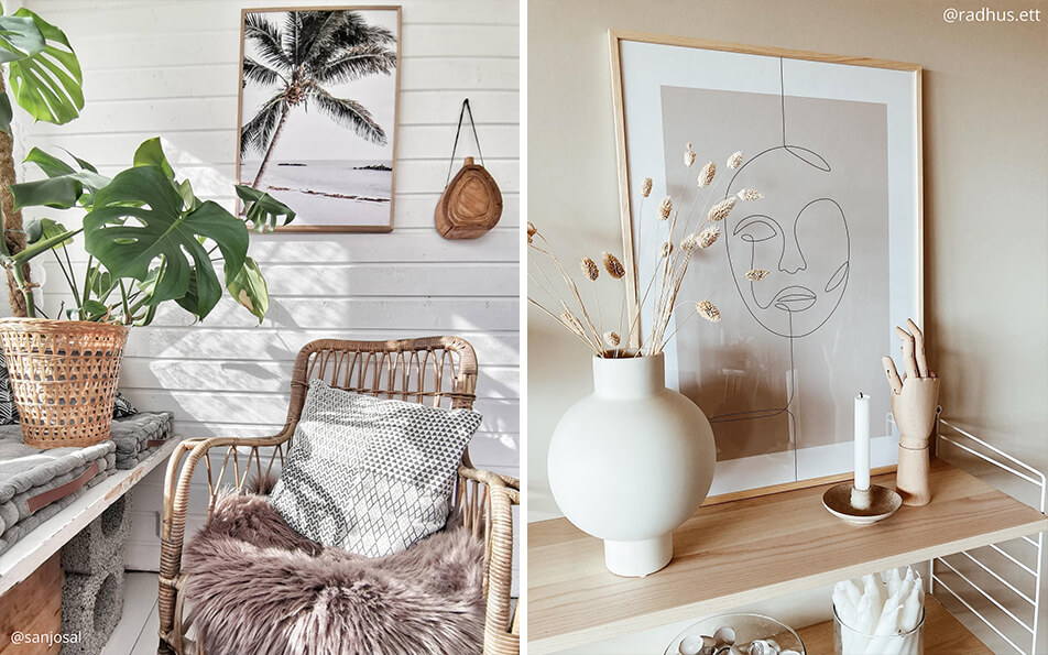 Poszterek és képkeretek – természetközeli lakberendezés