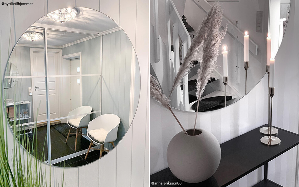 Előszobai berendezés – kerek fali tükrök