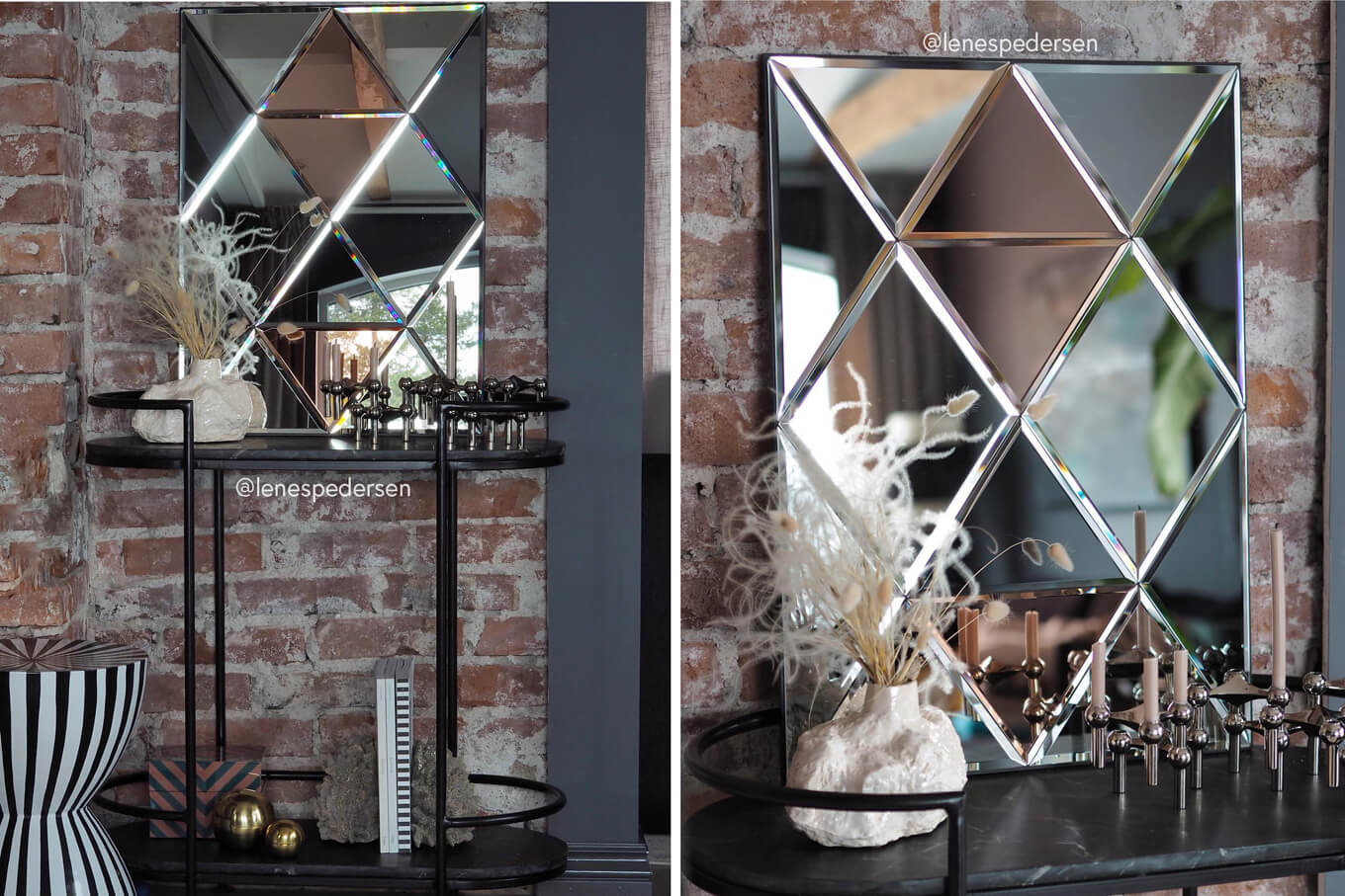 Részletgazdag tükrök – Tégla falon elhelyezett tükör